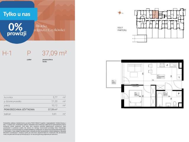 Dwupokojowe mieszkanie na sprzedaż w Czyżkówku, 37,09 m2