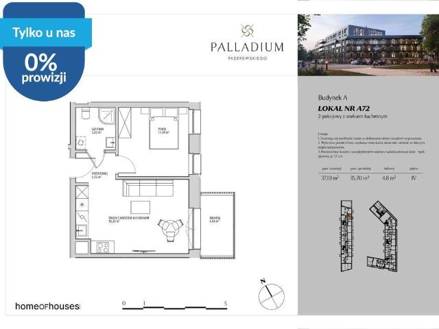 Dwupokojowe mieszkanie 35,7 m2 w Bielawach, Bydgoszcz