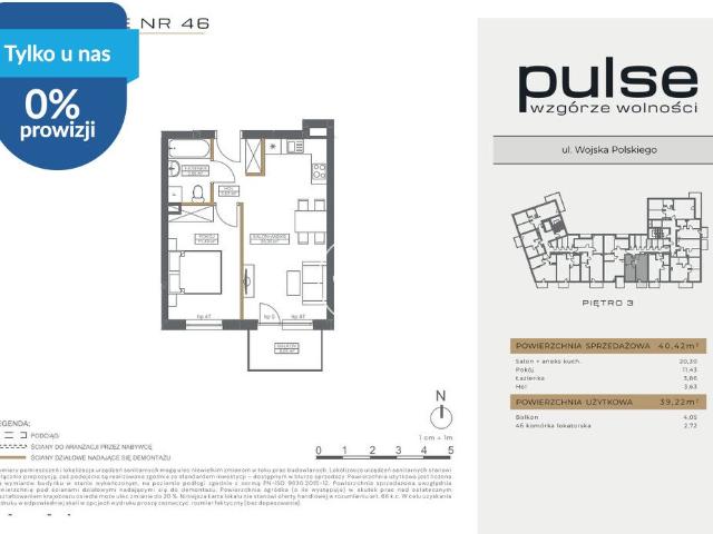 Nowoczesne 2 pokojowe mieszkanie 39,22 m² z balkonem