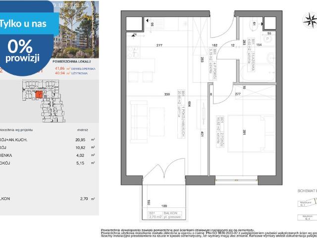 Dwupokojowe mieszkanie 40,94 m² w Bocianowie z potencjałem