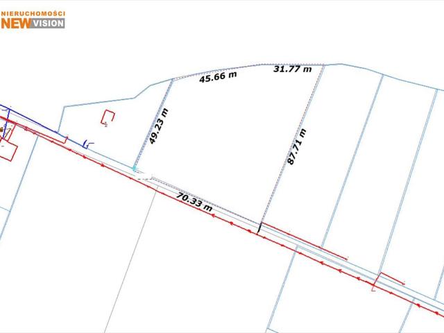 Duża działka 4893 m² przy drodze w Radkowie