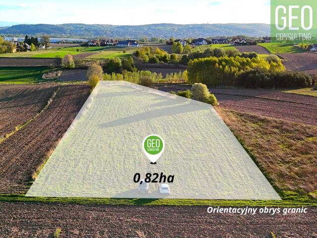 Duża działka rolna blisko Krakowa, 8 200 m2, szeroka i płaska