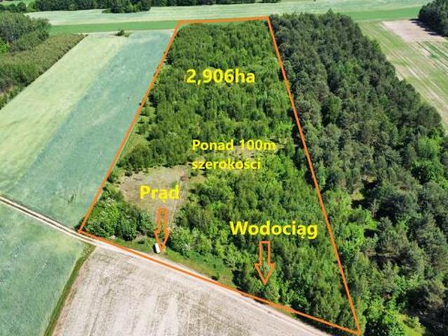 Duża szeroka działka 6.67ha wz na 4 domy media, cisza las