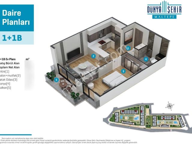 Dünya Şehir Prestijli Projede Full Donanımlı Deniz Manzaralı 1+1