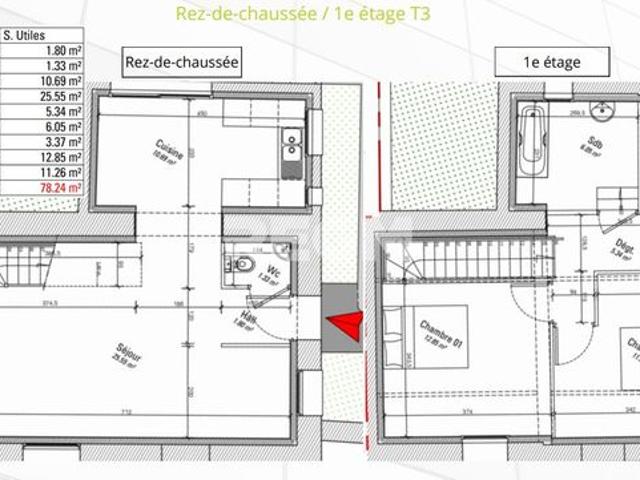 Duplex 3 pièces 78 m²