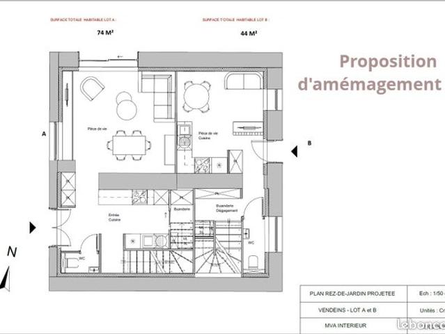 Duplex 2 pièces 44 m²