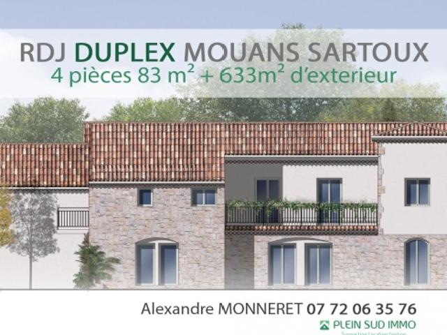 DUPLEX Mouans sartoux T4 83m2 habitable + 633 m2 de jardin