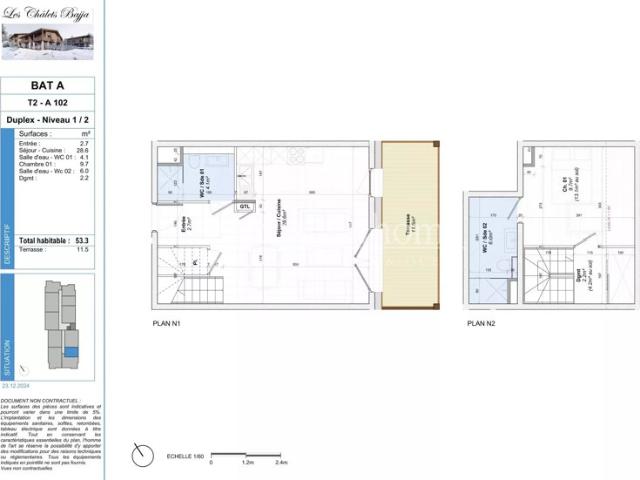 Duplex T2 de 53.3m² centre de Notre Dame de Bellecombe 73590