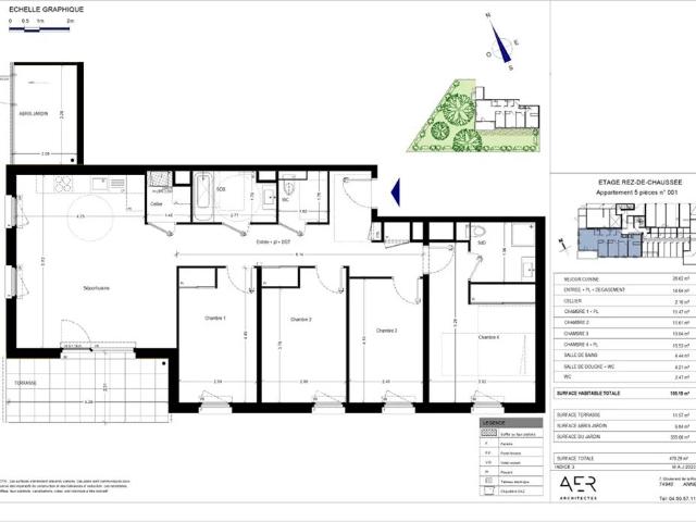 Duplex T5 de 105.19 m² rez de chaussée avec jardin privatif de