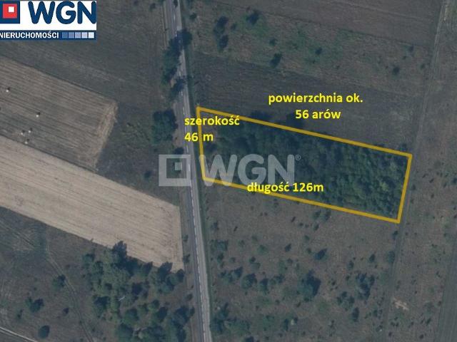 Działka budowlana 0,56 ha przy drodze wojewódzkiej