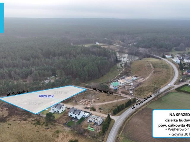 Działka budowlana 4829 m² w otulinie Puszczy Darżlubskiej