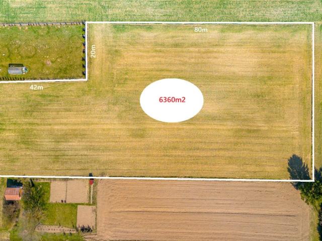 Działka budowlana 6360 m2 w Konopnicy, media, asfalt