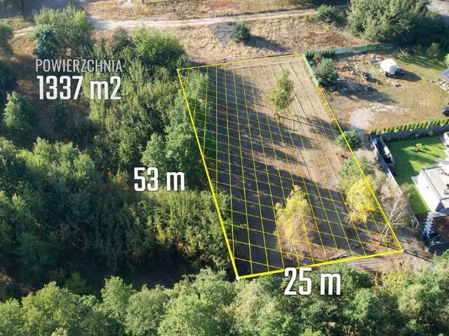 Działka budowlana 1337 m² z MPZP, las i media w pobliżu