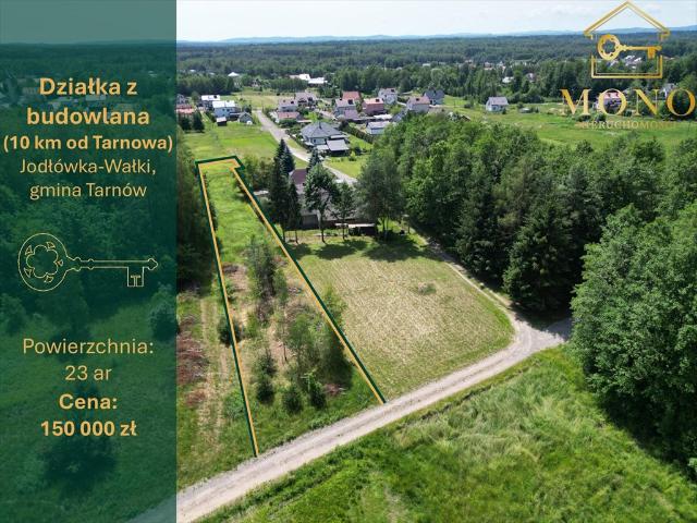 Działka budowlana 23 ar w spokojnej okolicy Jodłówki Wałki