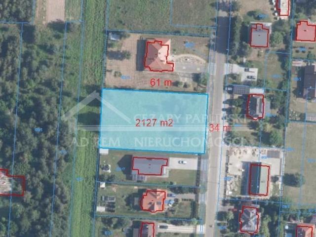 Działka budowlana 2127 m² z mediami i dostępem do asfaltu
