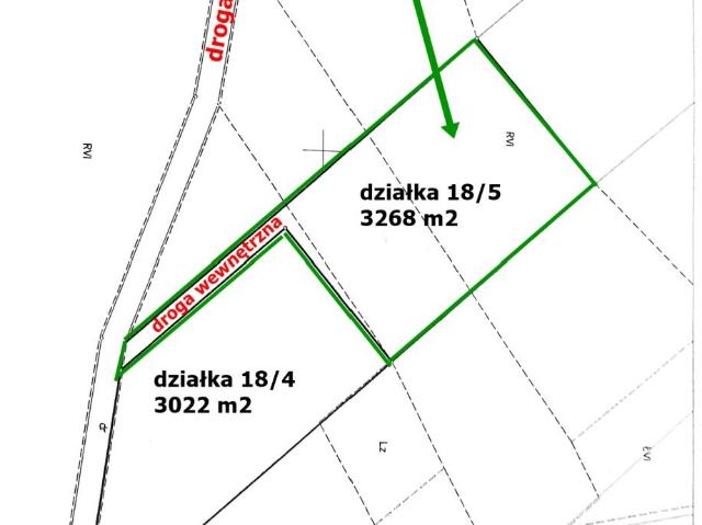 Działka budowlana 3268 m² z pozwoleniami i prywatnym dojazdem