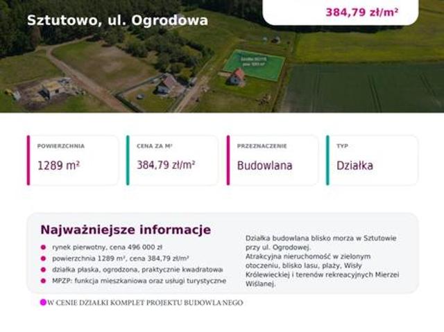 Działka budowlana blisko morza, Sztutowo pomorskie