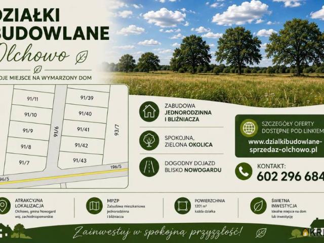 Działka, grunt na sprzedaż woj. zachodniopomorskie. Olchowo, 84 000 PLN