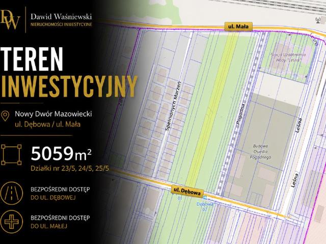 Działka inwestycyjna 5059 m² z możliwością zabudowy szeregowej