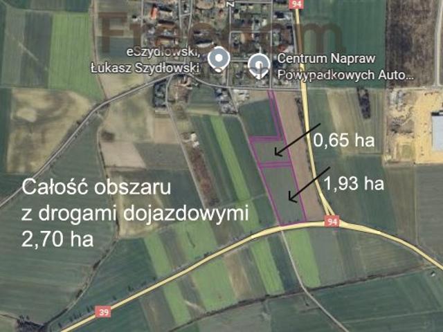 Działka inwestycyjna 2,7 ha w Zielęcicach uzbrojona i blisko autostrady