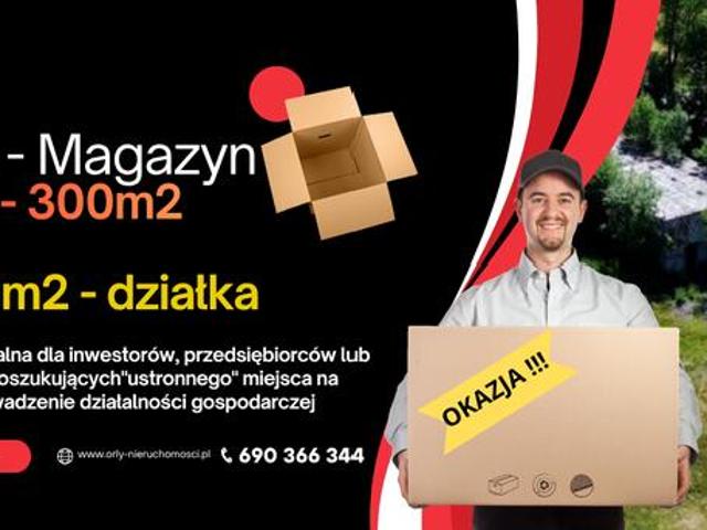 Działka inwestycyjna o powierzchni 3595 m² z magazynem około 300 m²
