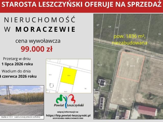 Działka pod zabudowę w Moraczewie, 1836 m2, atrakcyjna cena