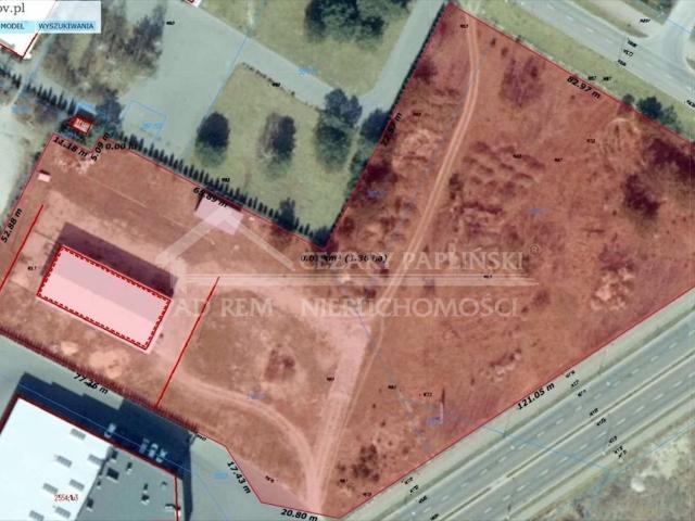 Działka przemysłowa 10 360 m² z halą 476 m², blisko A2