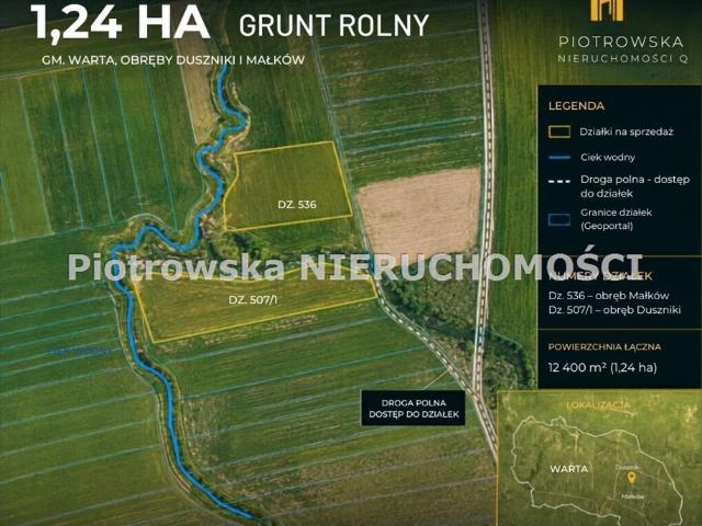 Działka rolna 1,24 ha w Warty, naturalny teren
