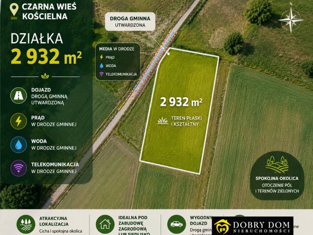 Działka sprzedam, CZARNA WIEŚ KOŚCIELNA,, 2933 m2, cena: 236 000 zł