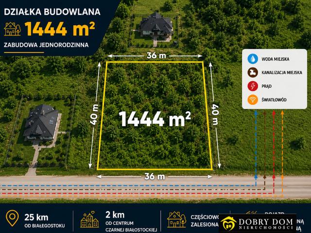 Działka sprzedam, CZARNA BIAŁOSTOCKA,, 1444 m2, cena: 295 000 zł