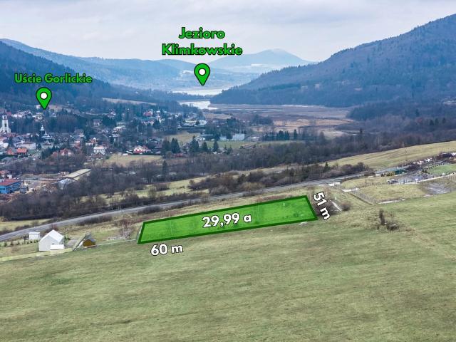 Działka sprzedam, UŚCIE GORLICKIE,, 2999 m2, cena: 249 000 zł