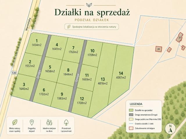 Działka sprzedam, Łukta, 1500 m2, cena: 93 200 zł