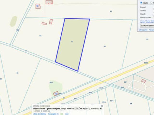 Działka usługowa Nowy Kozłów Pierwszy gm. Nowa Sucha