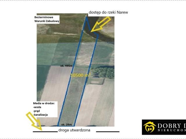 Działka z dostępem do rzeki Narew – 1,05 ha, media, prywatność