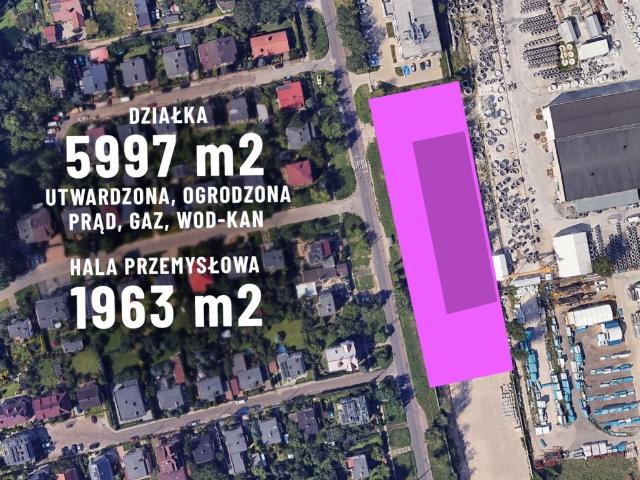 Działka z halą produkcyjną 5 997 m2, pełne uzbrojenie