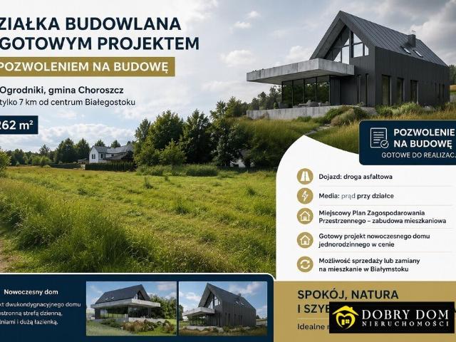 Działka z pozwoleniem i nowoczesnym projektem domu polecam
