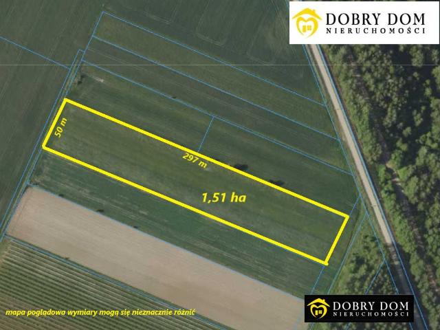Działka 15 100 m² z dostępem do drogi utwardzonej
