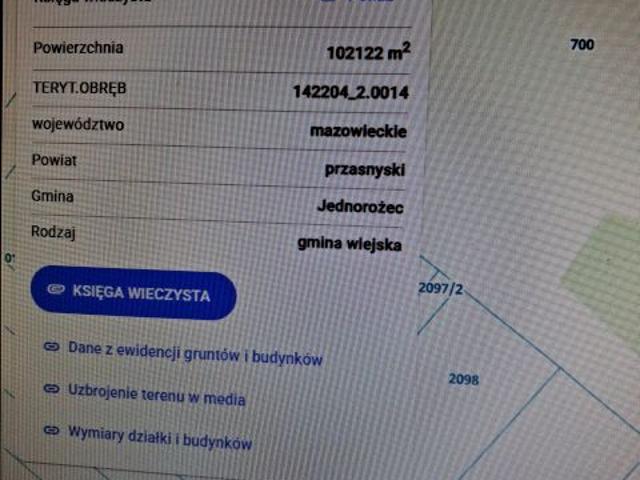 Działka 100 700 m², Budy Rządowe