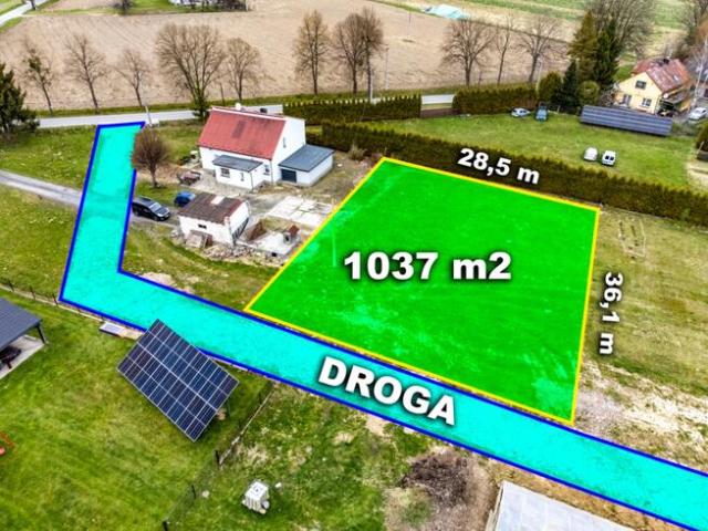 Działka 1037 m2 Jarząbkowice gm. Pawłowice media, udział w drodze