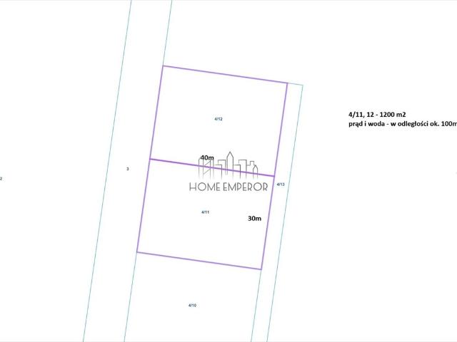 Działka 1200 m² z mediami, w okolicy zabudowa mieszkaniowa