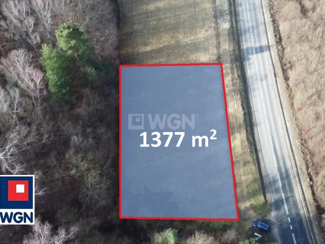 Działka 1377 m² z dostępem do drogi asfaltowej, media, plan zabudowy