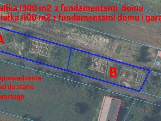 Działka 13 ar z fundamentami i projektem domu w Charlężu