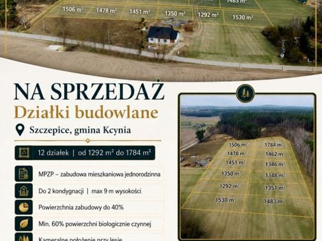 Działka 1 292 m², Szczepice