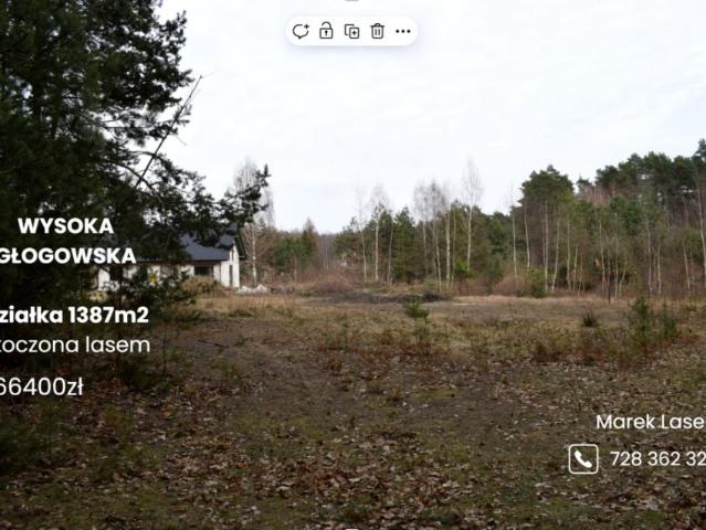 Działka 1 387 m², Wysoka Głogowska