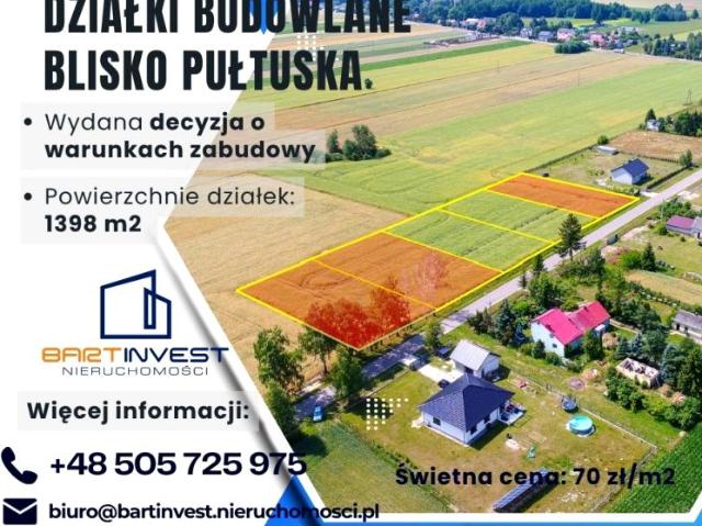Działka 1 398 m², Kozłówka