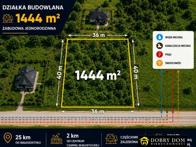 Działka 1 444 m², Czarna Białostocka