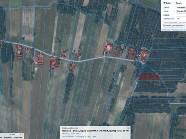 Działka 1 500 m², Wola Goryńska