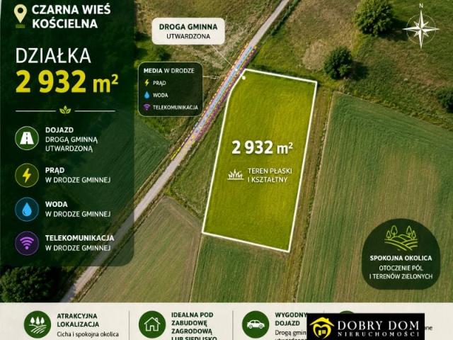 Działka 2 933 m², Czarna Wieś Kościelna