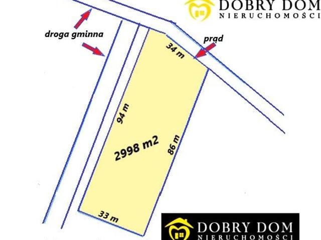 Działka 2 998 m², Turośl