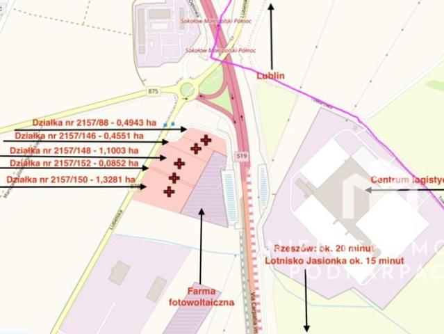 Działka 34 600 m², Sokołów Małopolski